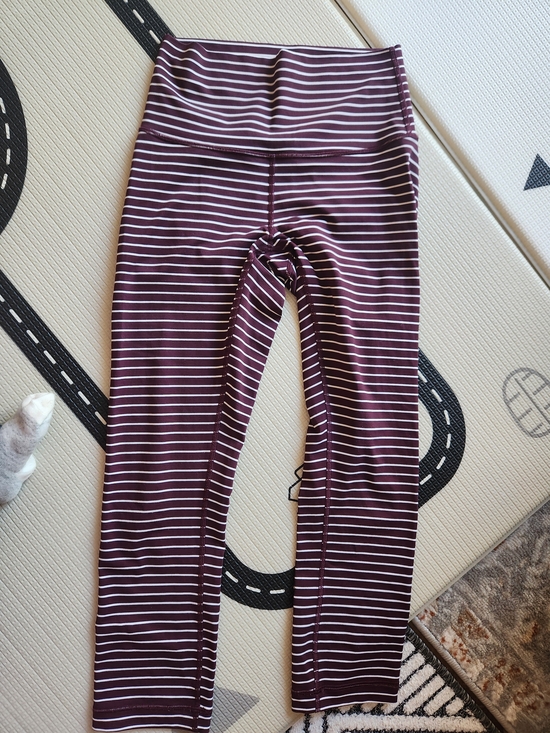 lululemon athletica Pants - Lululemon Align Cropped Maroon and White Striped Leggings